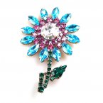 Flower Pin Medium ~ Aqua Pink
