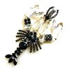 Lobster Brooch ~ Black and Clear Crystal