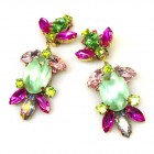 Iris Grande Clips Earrings ~ Extra Mint Green with Fuchsia*