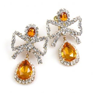 Bows Earrings Clips ~ Topaz