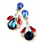 Beaute Earrings Clips ~ Blue with Red*