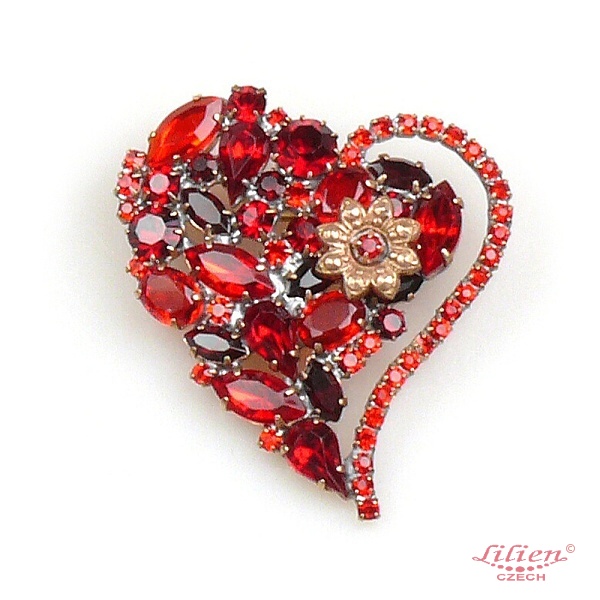 Gyn&Joy Silvery Tone Austrian Crystal Love Valentine Heart Brooch Pin BZ264 