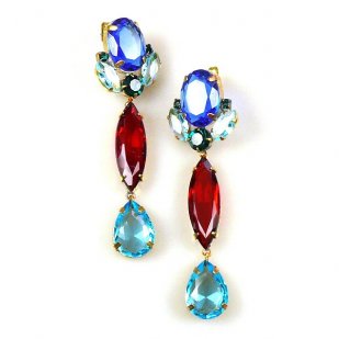 Marina Pierced Earrings ~ Blue Red Aqua