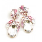 Fiore Pierced Earrings ~ Clear Crystal with Pink