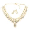 Gentle Leafs Clear Crystal Set ~ Gold Plated Gentle Leafs Clear Crystal Set ~ Gold Plated