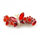 Barrette Clip with Butterfly ~ Red Hyacinth