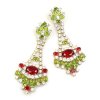 Autumn Splendour Earrings Pierced ~ Red Olive Green Crystal