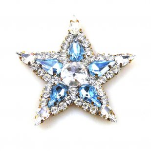 Christmas Star Brooch or Pendant ~ Bigger Sapphire Clear*