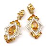 Pompe Earrings with Clips ~ Crystal with Topaz