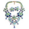 Crystal Blossom ~ Necklace Set ~ Blue AB Aqua Green