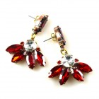 Dione Earrings Pierced ~ Red with Clear*
