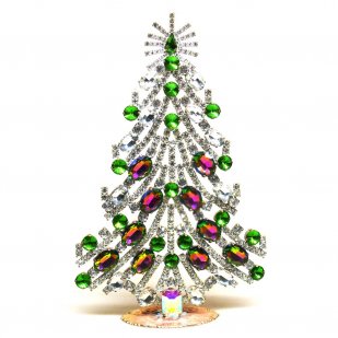 2024 Xmas Tree Decoration 20cm Ovals ~ Vitrail Green Clear*