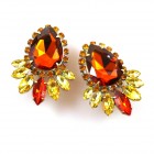 Paris Charm Earrings Clips ~ Topaz with Red*