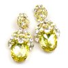 Extra Elipse Earrings Long Pierced ~ Yellow with Clear Crystal