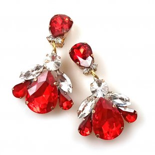 Beaute Earrings Clips ~ Red with Clear*