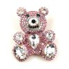 Teddy Bear Pin ~ Clear Crystal and Pink