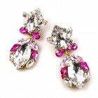 Floralie Earrings Pierced ~ Clear Crystal Fuchsia*