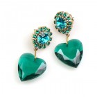 Hearts ~ Emerald Dangling Valentine Earrings for Pierced Ears