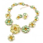 Eden Holiday Necklace with Earrings ~ Yellow Green