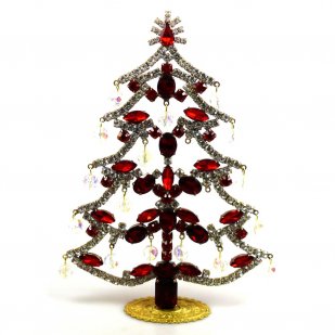 18cm Xmas Tree with Dangling Rondelles ~ Red Clear*