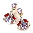 Beaute Earrings Clips ~ Violet with Red and Clear*