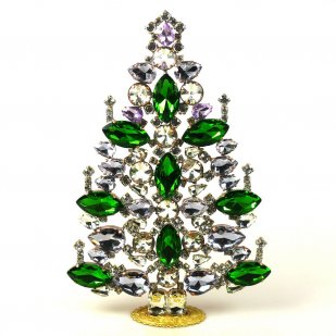 2023 Xmas Tree Decoration 21cm Navettes ~ Green Violet Clear*