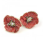 Red Poppy Earrings ~ Classic with Clips