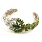 Aztec Sun Headband Tiara ~ Clear Crystal and Olive