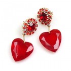 Hearts ~ Red Dangling Valentine Earrings for Pierced Ears