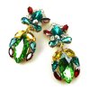 Floralie Earrings Clips ~ Green Multicolor*