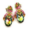Extra Elipse Earrings Long Clips ~ Vitrail Multicolor