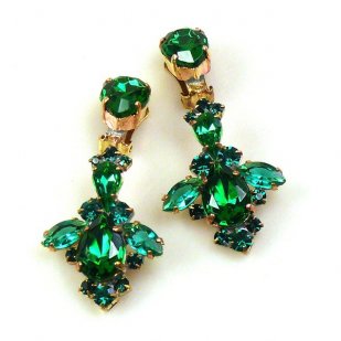 Savannah Earrings Clips ~ Emerald