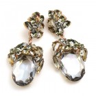 Fiore Pierced Earrings ~ Smoke Crystal Ovals