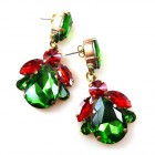 Beaute Earrings Pierced ~ Green with Red*