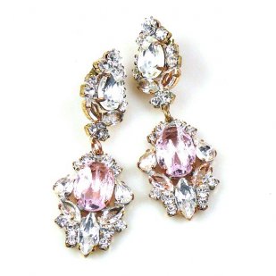 Crystal Gate Pierced Earrings ~ Silver Pink