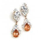 Timeless Pierced Earrings ~ Crystal with Rose