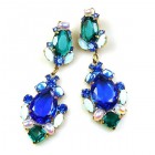Déjà vu Pierced Earrings ~ Blue Tones with Emerald
