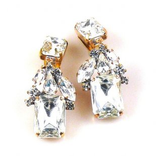 Emilee Earrings Clips ~ Clear Crystal