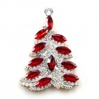 Xmas Navette Tree Brooch ~ Red Clear*