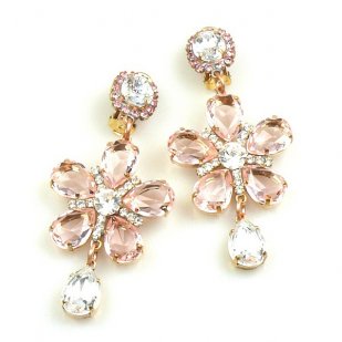 Flowers Earrings Clips-on ~ Pink