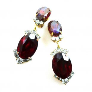 Ovals Earrings Clips ~ Extra Ruby Red*