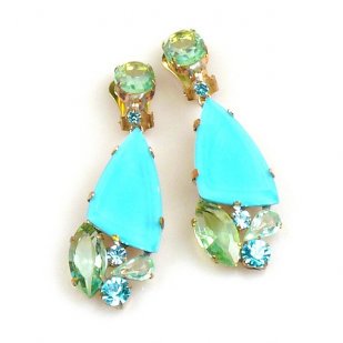 Dancing Twinkle Earrings Clips ~ Turquoise Green