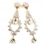 Extra Long Dangling Earrings Clips-on ~ Clear Crystal