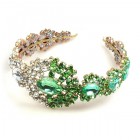 Aztec Sun Headband Tiara ~ Clear Crystal and Green