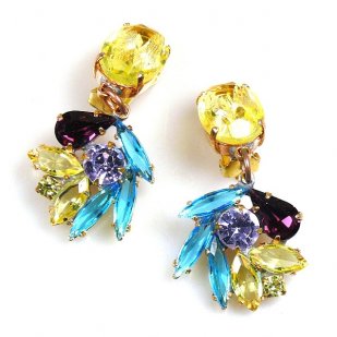 Close to Heaven Clips Earrings ~ Yellow Multicolor