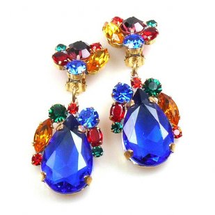Fountain Clips-on Earrings ~ Fruit Cocktail with Blue