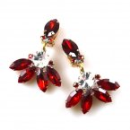 Dione Earrings Clips ~ Red with Clear*