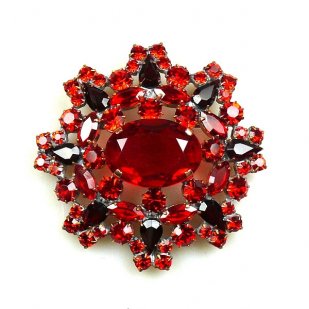 Aztec Sun Brooch ~ Red Ruby : LILIEN CZECH, authentic Czech rhinestone ...