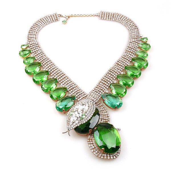 Extra Big Paradise Lost Necklace ~ Crystal with Green : LILIEN CZECH ...